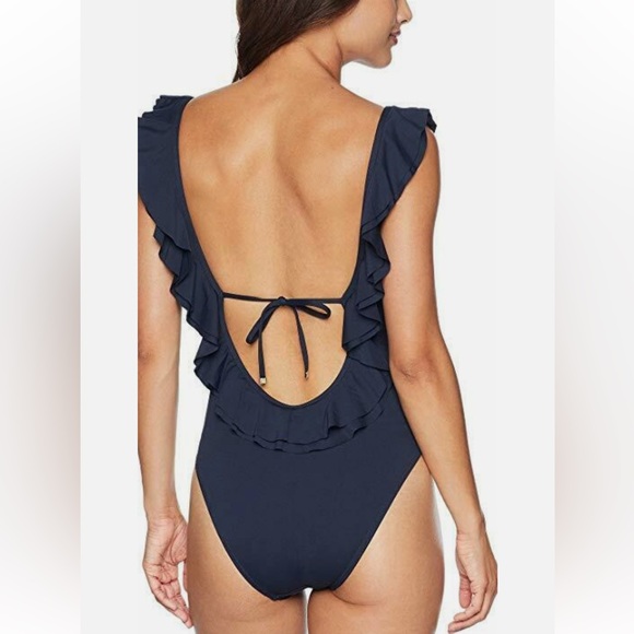 Michael Kors Charcoal Ruffle Swimsuit - Picture 6 of 6